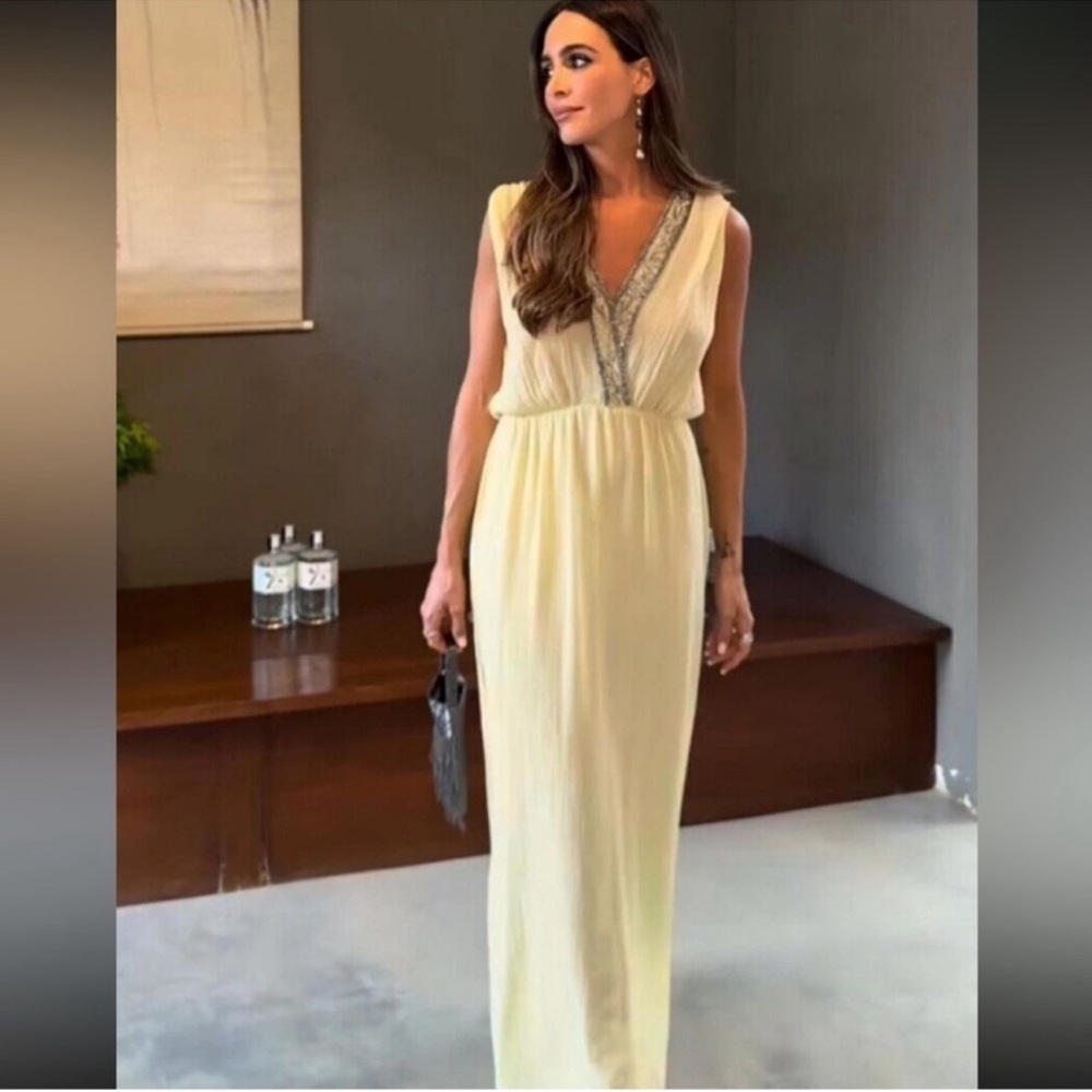 Zara New embroidered beaded Sleeveless maxi Dress